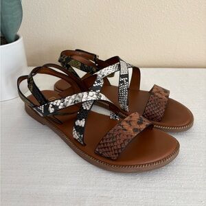 Franco Sarto Kaiser Snakeskin Faux Leather Chained Strappy Sandals Women’s 8.5M